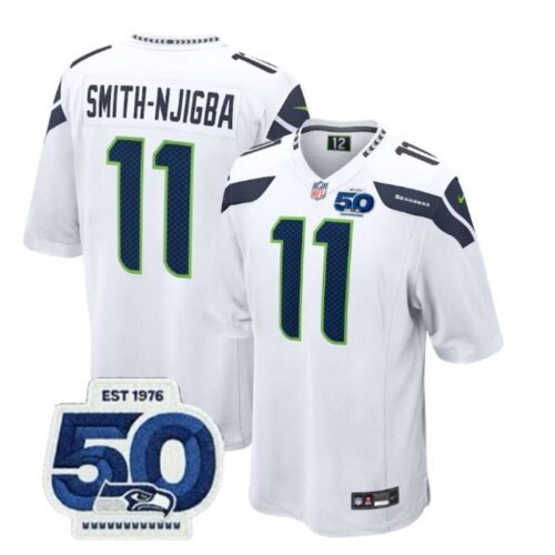 White Seattle Seahawks Active Player Custom 2025 F.U.S.E. 50th Anniversary Patch Vapor Untouchable Limited Stitched Football Jersey - SSR64