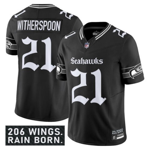 Black Seattle Seahawks #21 Devon Witherspoon 2025 F.U.S.E. 'Gothic Rain City Shadows Edition' Vapor Limited Stitched Football Jersey - SSR50